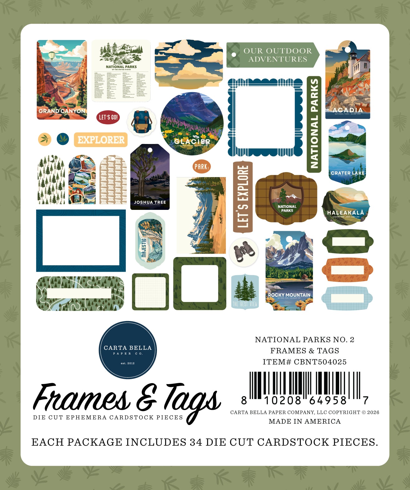 Carta Bella Paper - National Parks No. 2 Collection - Ephemera - Frames And Tags