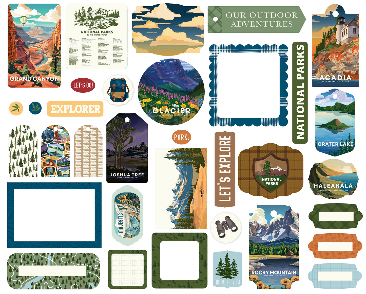 Carta Bella Paper - National Parks No. 2 Collection - Ephemera - Frames And Tags