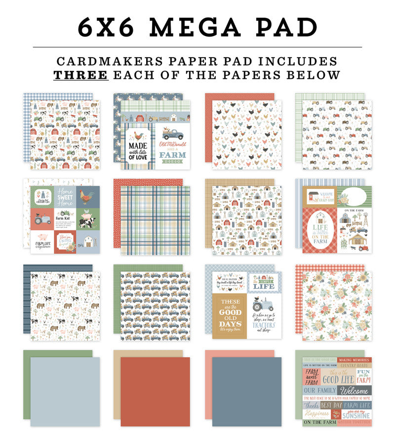 Carta Bella - On the Farm Collection - 6 x 6 Mega Paper Pad