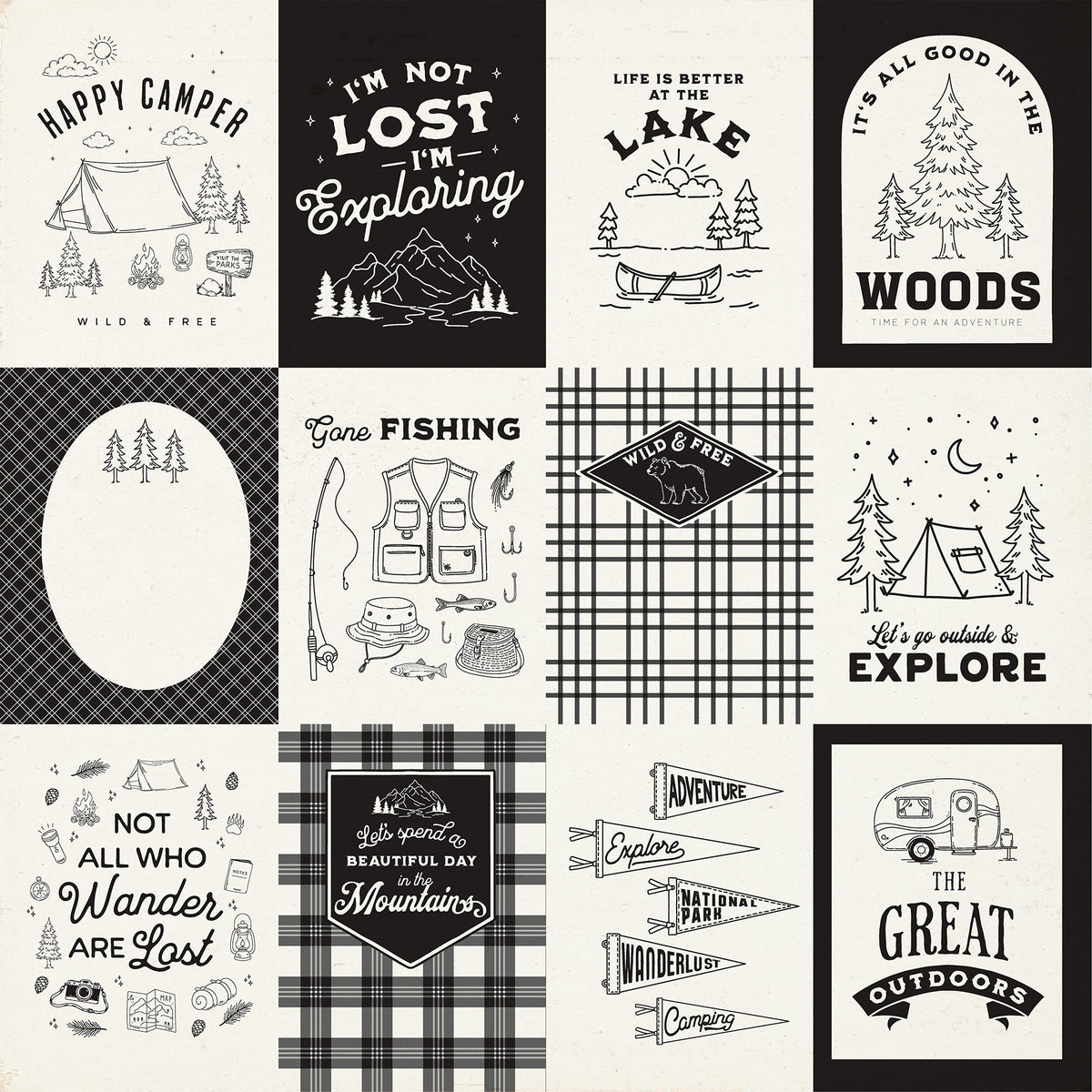 Carta Bella Paper - Great Outdoors Collection - 12 x 12 Double Sided Paper - 3 x 4 Journaling Cards