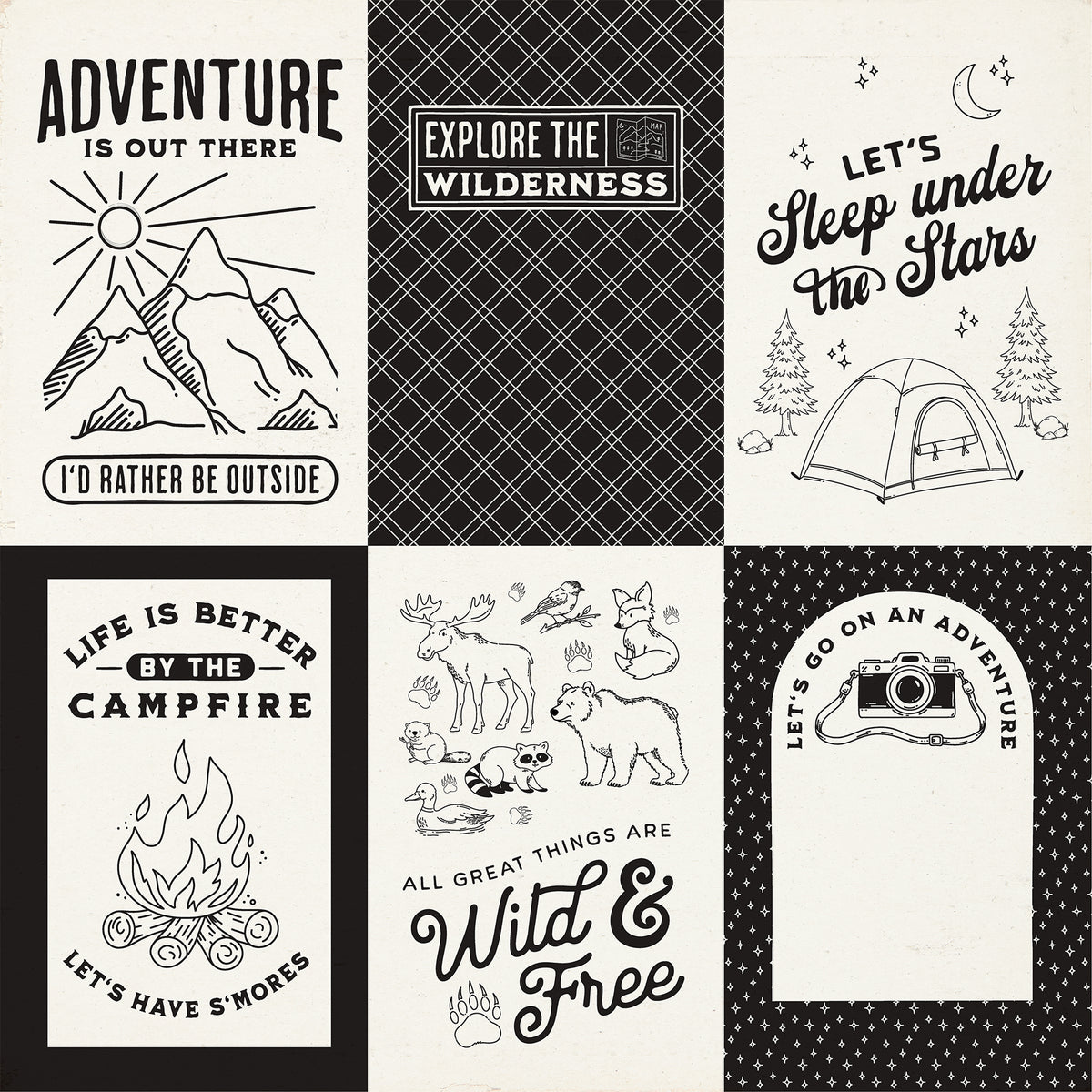 Carta Bella Paper - Great Outdoors Collection - 12 x 12 Double Sided Paper - 4 x 6 Journaling Cards