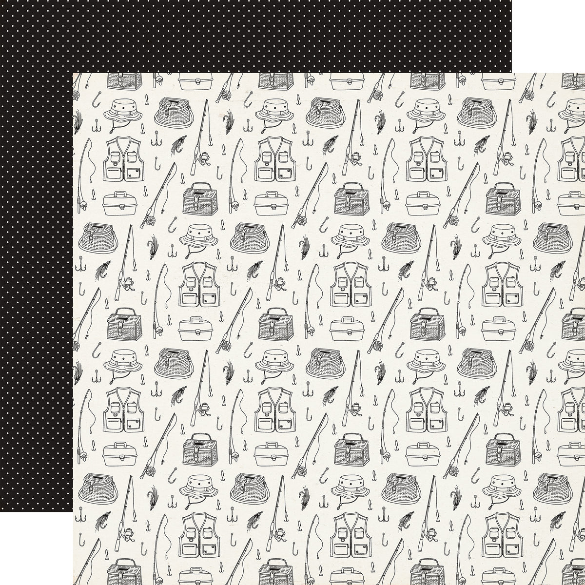Carta Bella Paper - Great Outdoors Collection - 12 x 12 Double Sided Paper - Let's Go Fishing