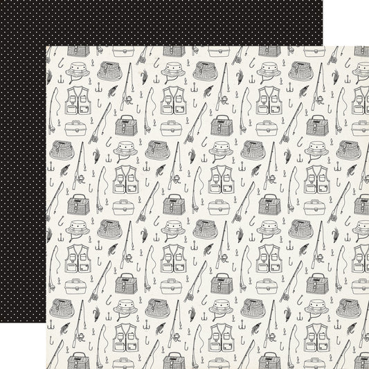 Carta Bella Paper - Great Outdoors Collection - 12 x 12 Double Sided Paper - Let's Go Fishing