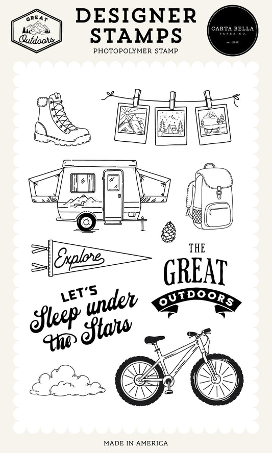 Carta Bella Paper - Great Outdoors Collection - Clear Photopolymer Stamps - Camping Icons