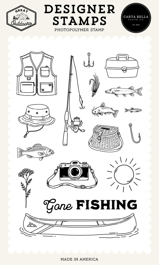 Carta Bella Paper - Great Outdoors Collection - Clear Photopolymer Stamps - Fishing Icons