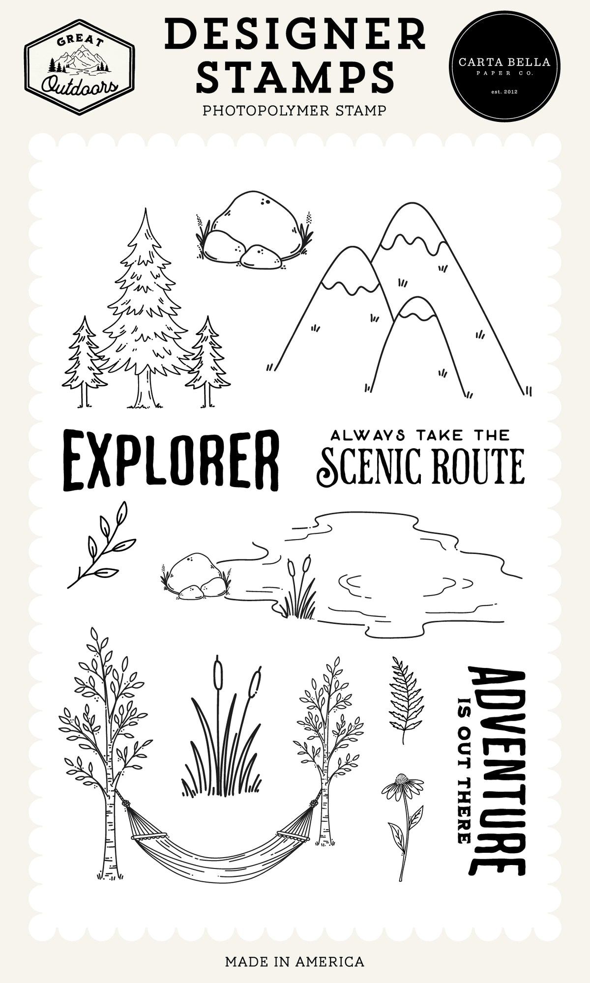 Carta Bella Paper - Great Outdoors Collection - Clear Photopolymer Stamps - Explorer