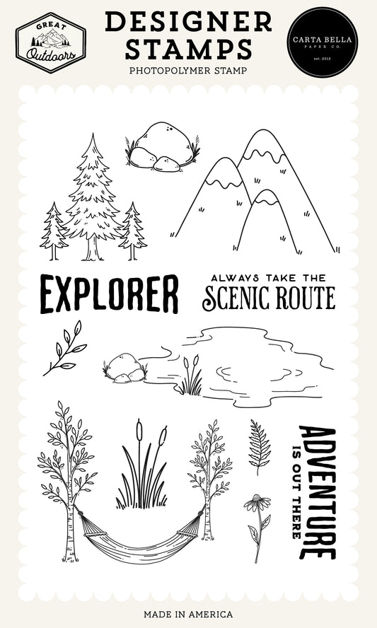 Carta Bella Paper - Great Outdoors Collection - Clear Photopolymer Stamps - Explorer
