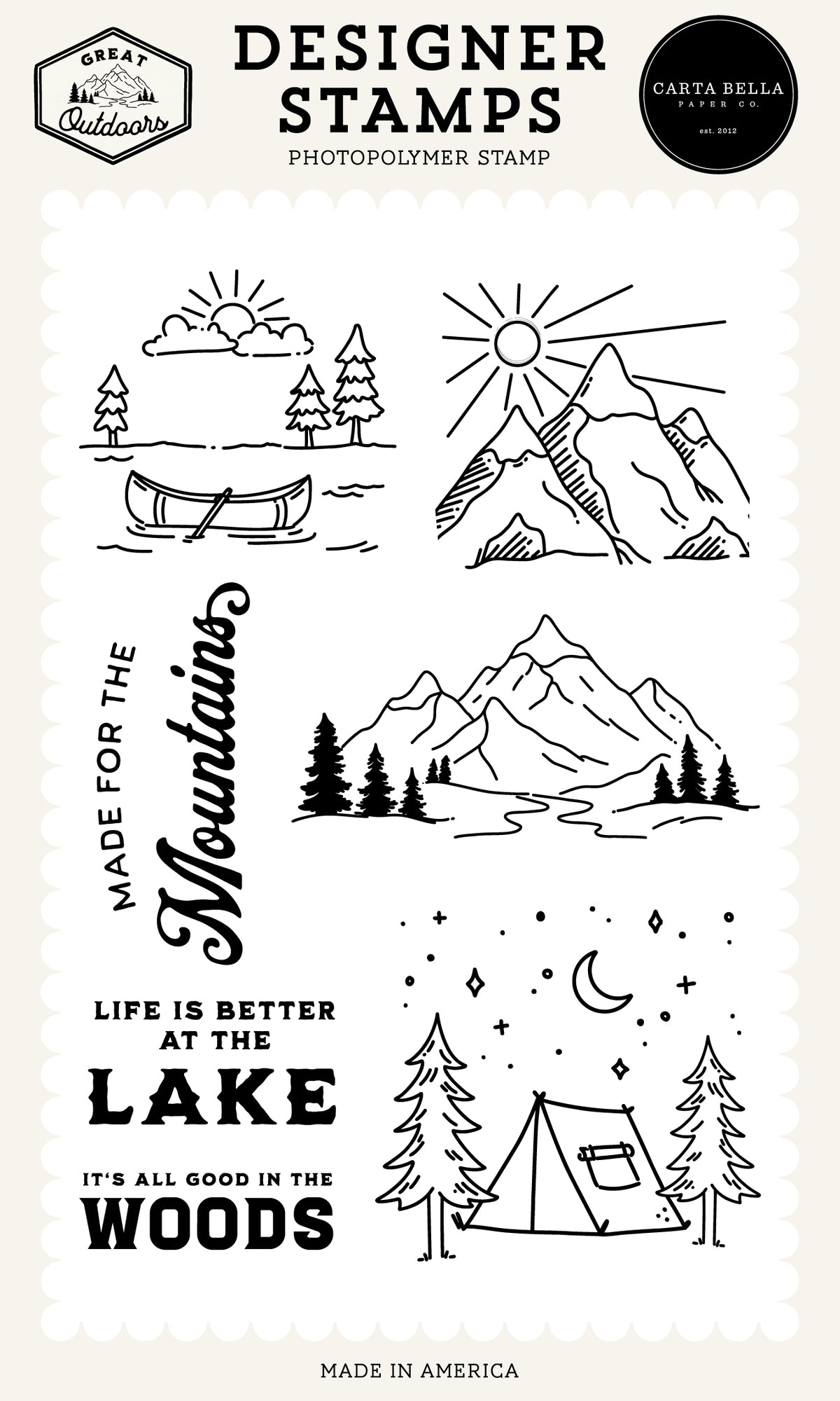 Carta Bella Paper - Great Outdoors Collection - Clear Photopolymer Stamps - Made For The Mountains