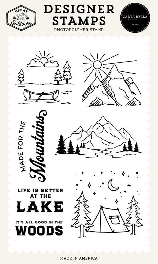 Carta Bella Paper - Great Outdoors Collection - Clear Photopolymer Stamps - Made For The Mountains