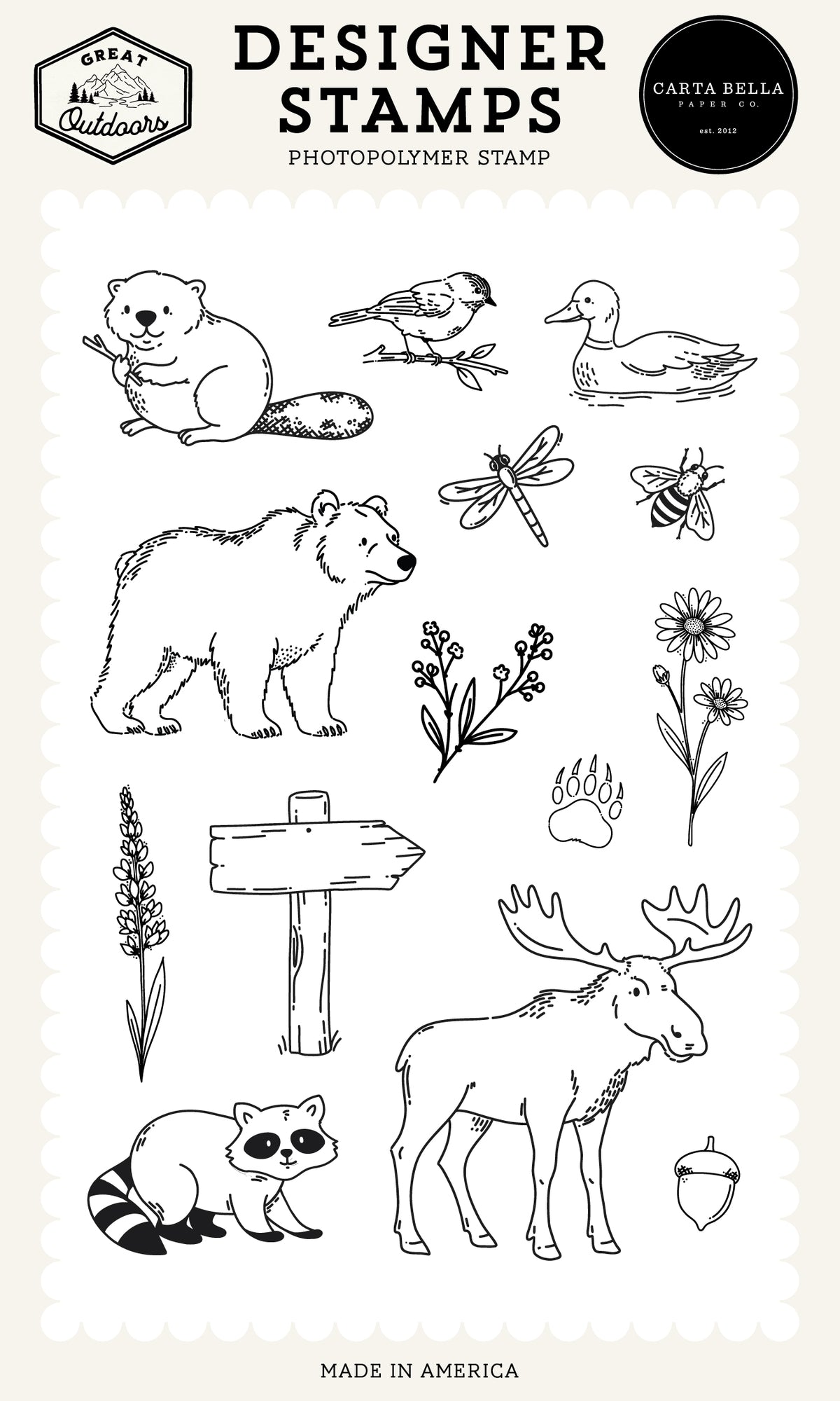 Carta Bella Paper - Great Outdoors Collection - Clear Photopolymer Stamps - Animal Icons