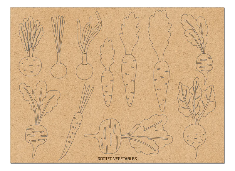 Brutus Monroe - Lasercut Chipboard- Rooted Vegetables