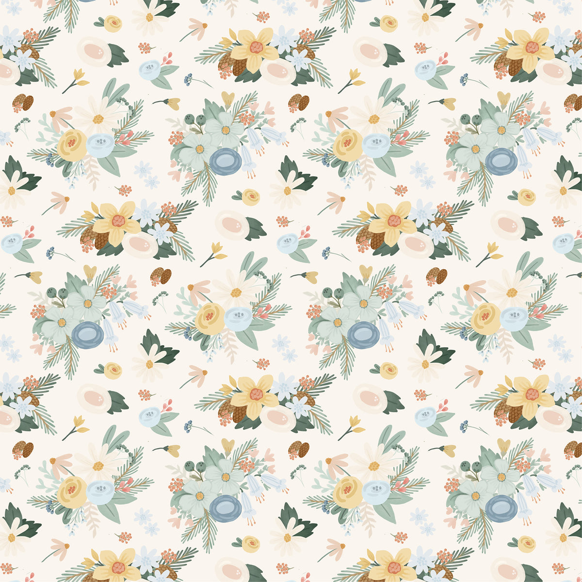 Carta Bella Paper - Silly Goose Winter Collection - 12 x 12 Double Sided Paper - Winter Blossoms