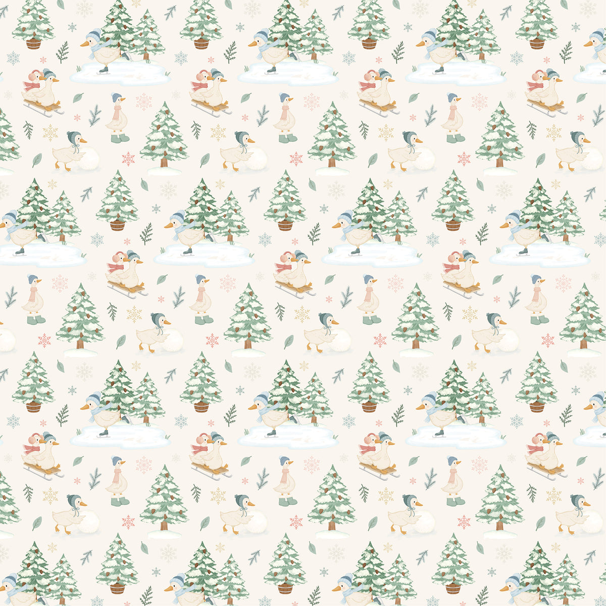 Carta Bella Paper - Silly Goose Winter Collection - 12 x 12 Double Sided Paper - 6 x 4 Journaling Cards