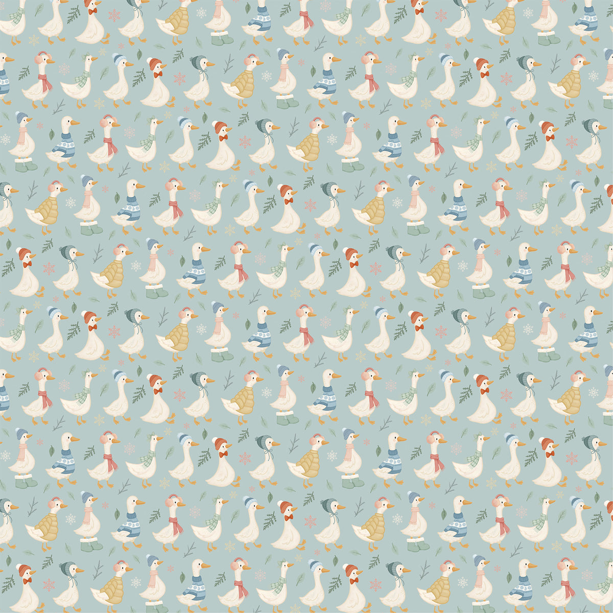 Carta Bella Paper - Silly Goose Winter Collection - 12 x 12 Double Sided Paper - Snow Adventure Gander
