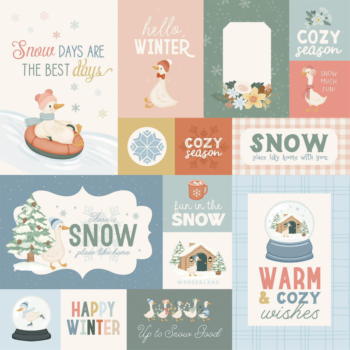 Carta Bella Paper - Silly Goose Winter Collection - 12 x 12 Double Sided Paper - Multi Journaling Cards