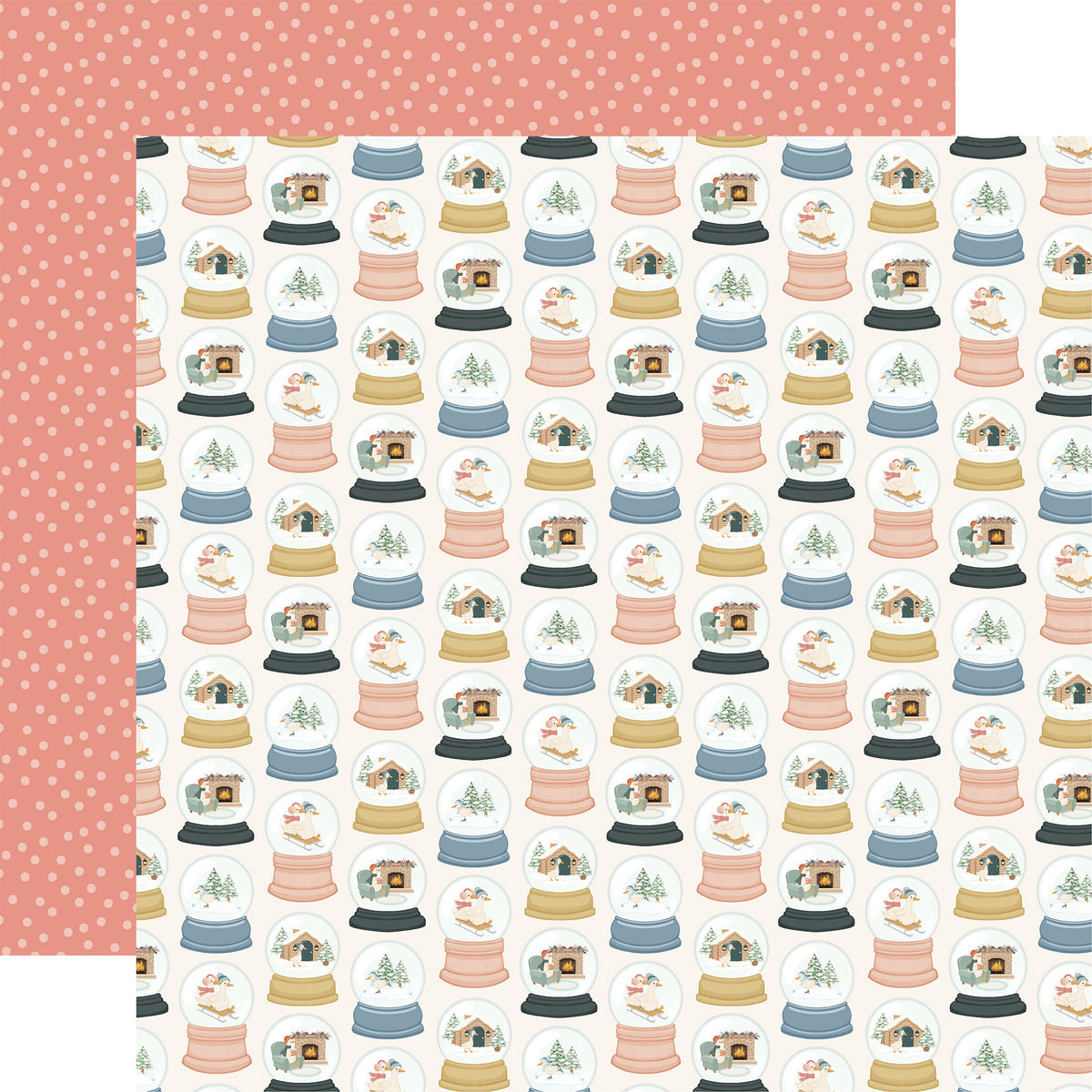 Carta Bella Paper - Silly Goose Winter Collection - 12 x 12 Double Sided Paper - Goose Snowglobes