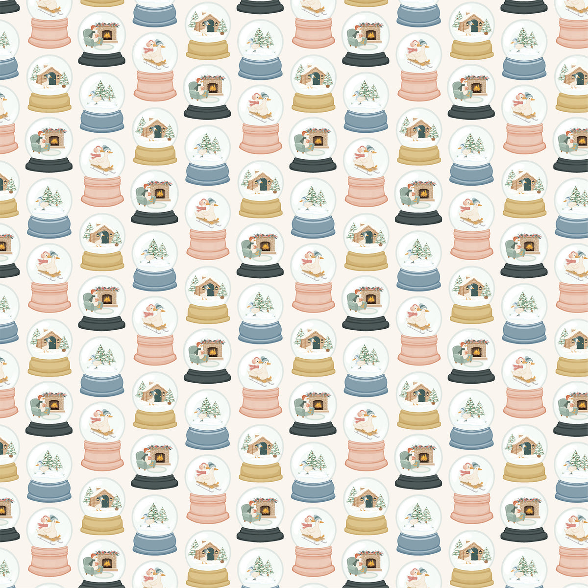 Carta Bella Paper - Silly Goose Winter Collection - 12 x 12 Double Sided Paper - Goose Snowglobes
