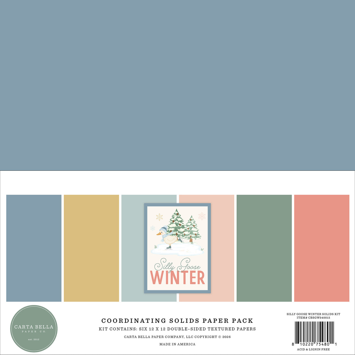 Carta Bella Paper - Silly Goose Winter Collection - 12 x 12 Paper Pack - Solids