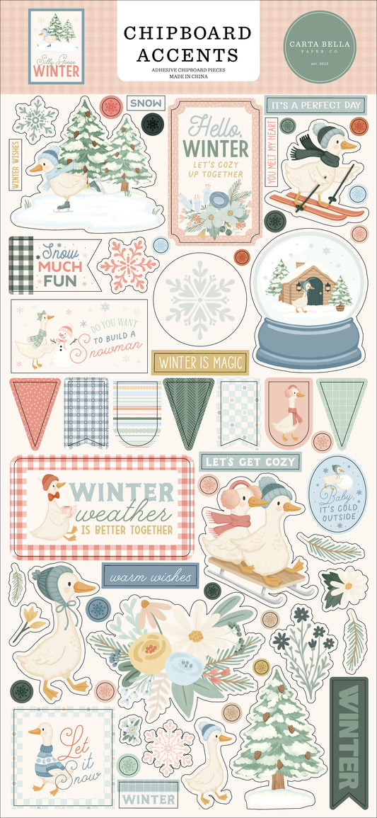 Carta Bella Paper - Silly Goose Winter Collection - 6 x 13 Chipboard Accents