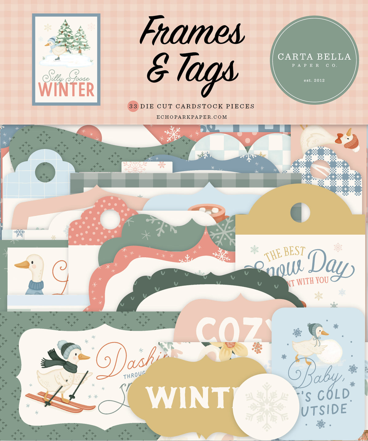 Carta Bella Paper - Silly Goose Winter Collection - Ephemera - Frames and Tags