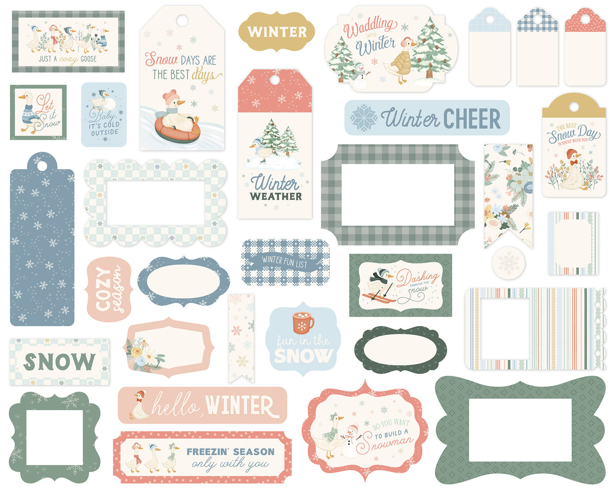Carta Bella Paper - Silly Goose Winter Collection - Ephemera - Frames and Tags
