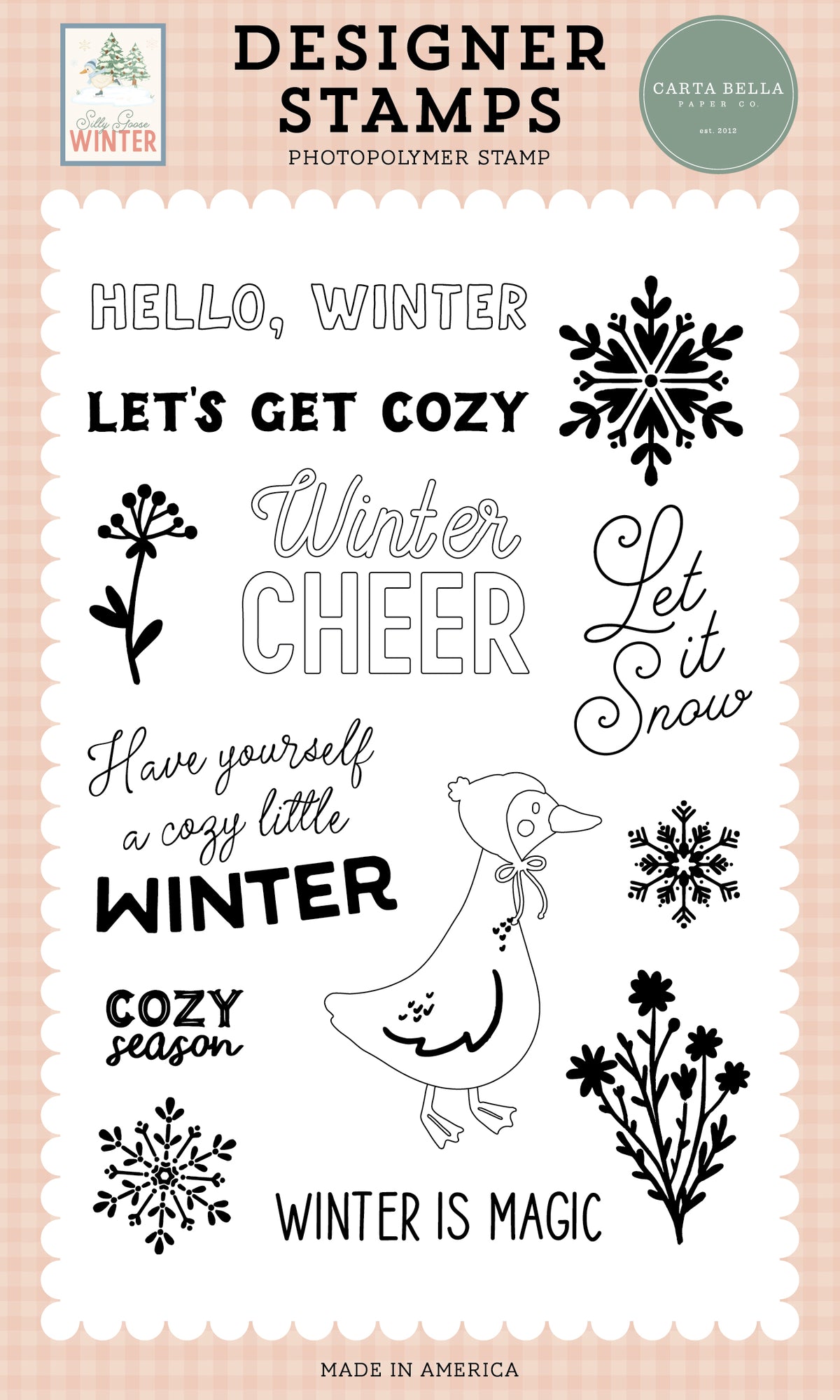 Carta Bella Paper - Silly Goose Winter Collection - Clear Photopolymer Stamps - Winter Cheer