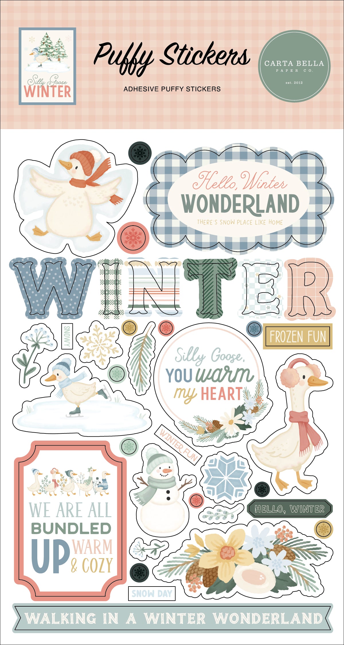 Carta Bella Paper - Silly Goose Winter Collection - Puffy Stickers