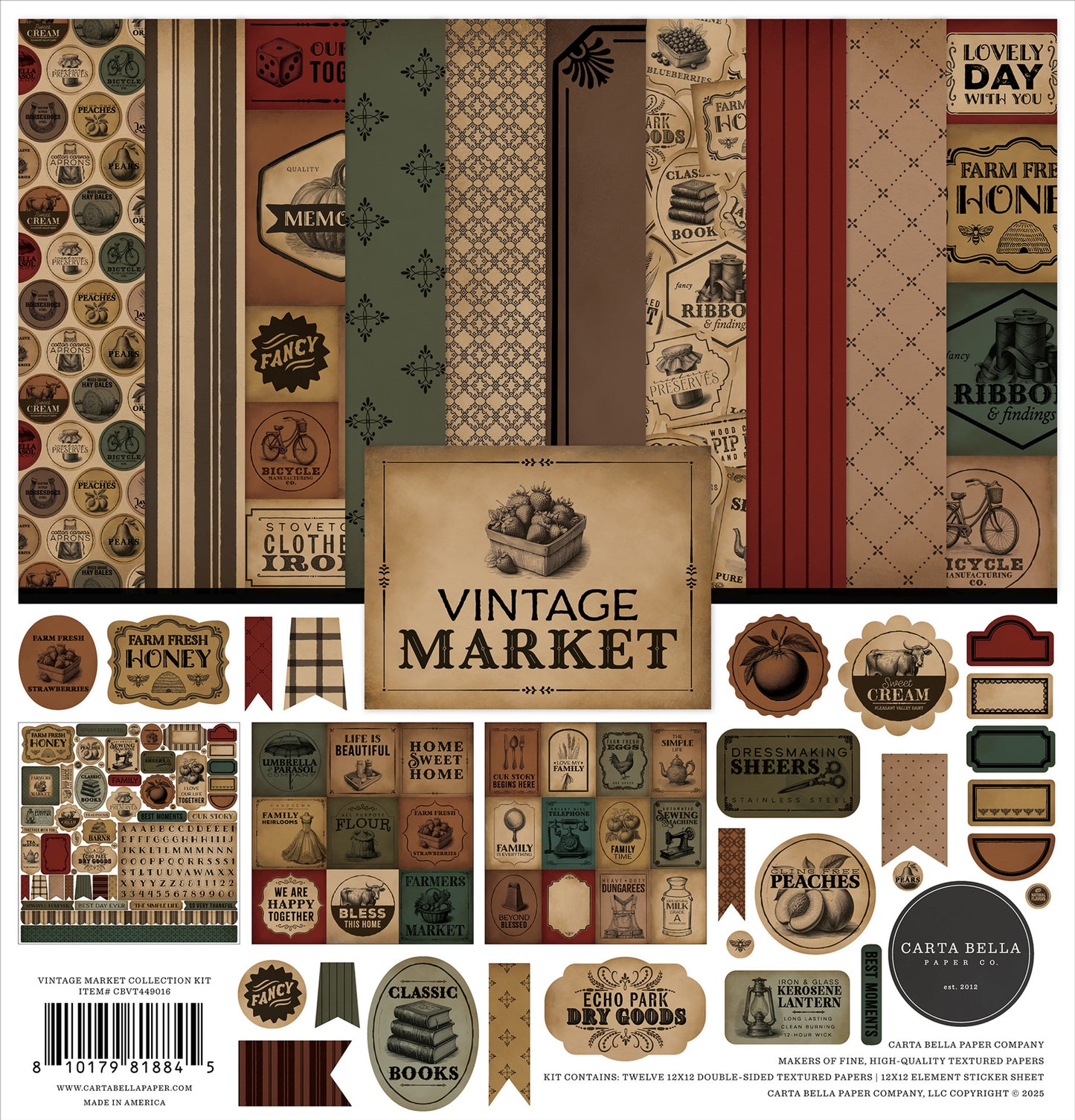 Carta Bella - Vintage Market Collection - 12 x 12 Collection Pack