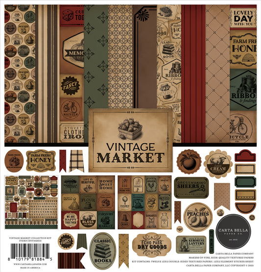 Carta Bella - Vintage Market Collection - 12 x 12 Collection Pack
