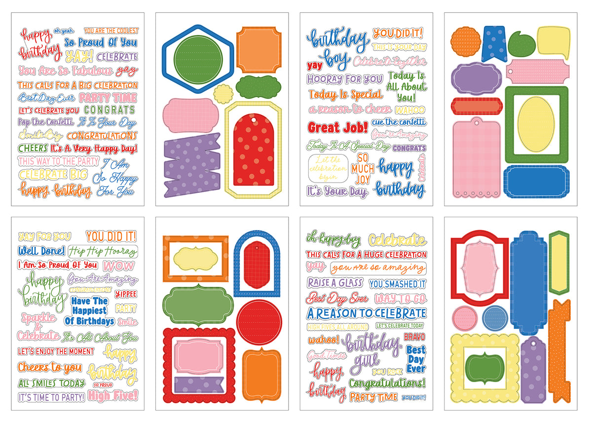 Echo Park - Essentials Collection - Sticker Book - Celebration Phrases