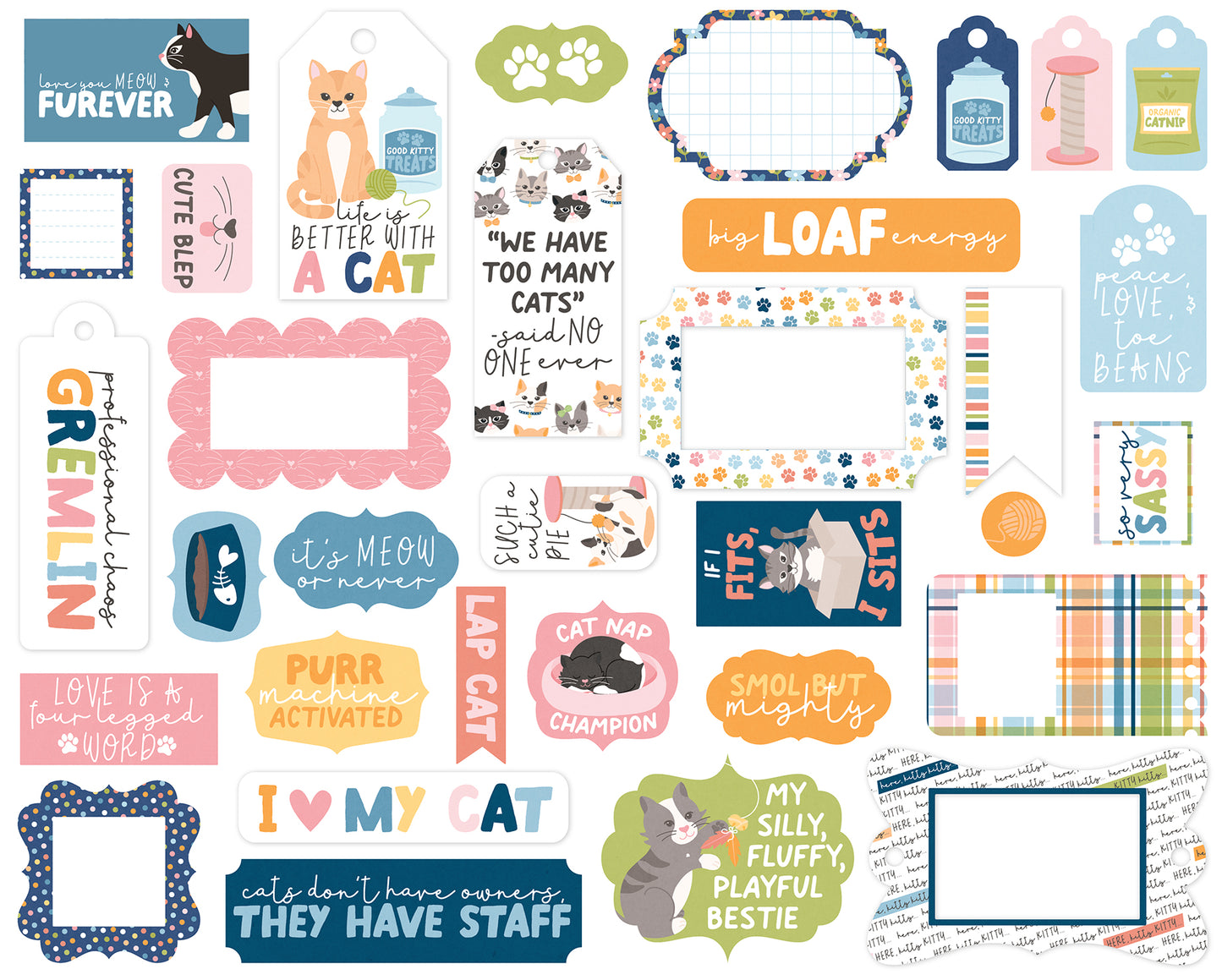 Echo Park - Cat Lover Collection - Ephemera - Frames and Tags