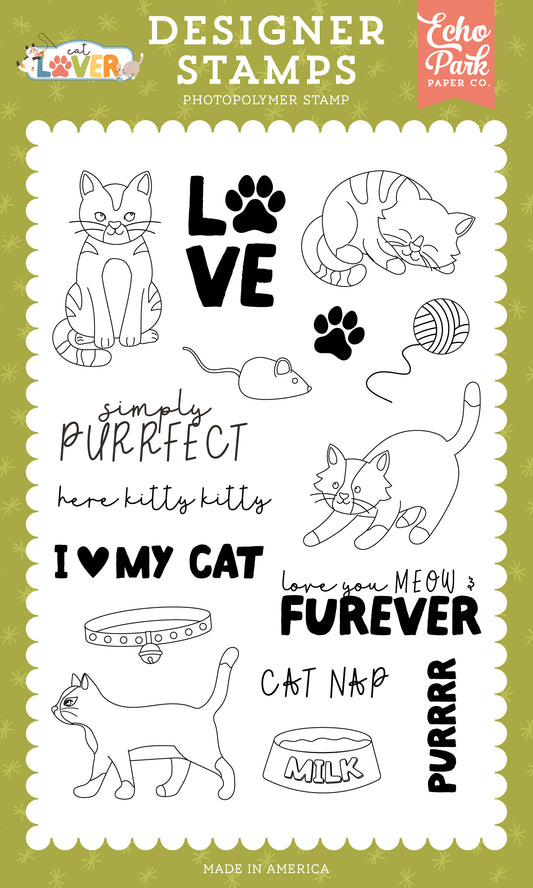 Echo Park - Cat Lover Collection - Clear Photopolymer Stamps - Simply Purrfect Stamp Set