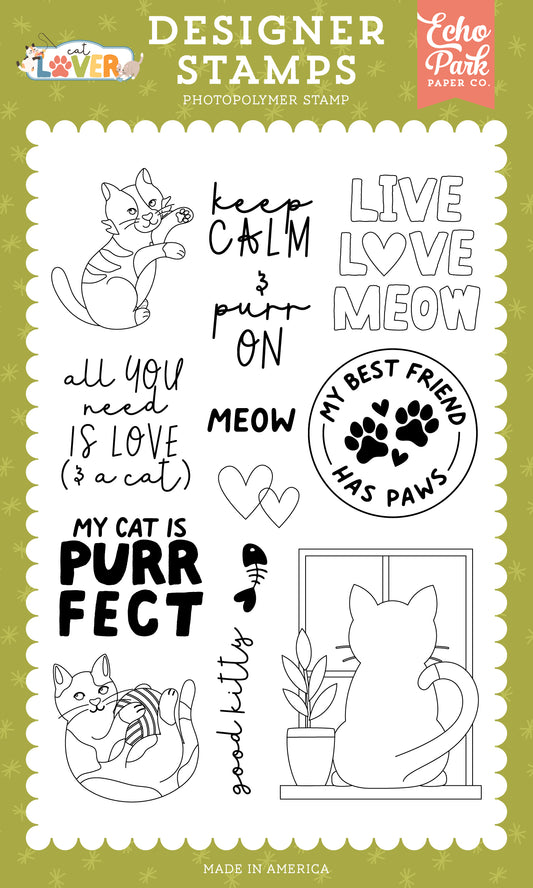 Echo Park - Cat Lover Collection - Clear Photopolymer Stamps - Live Love Meow