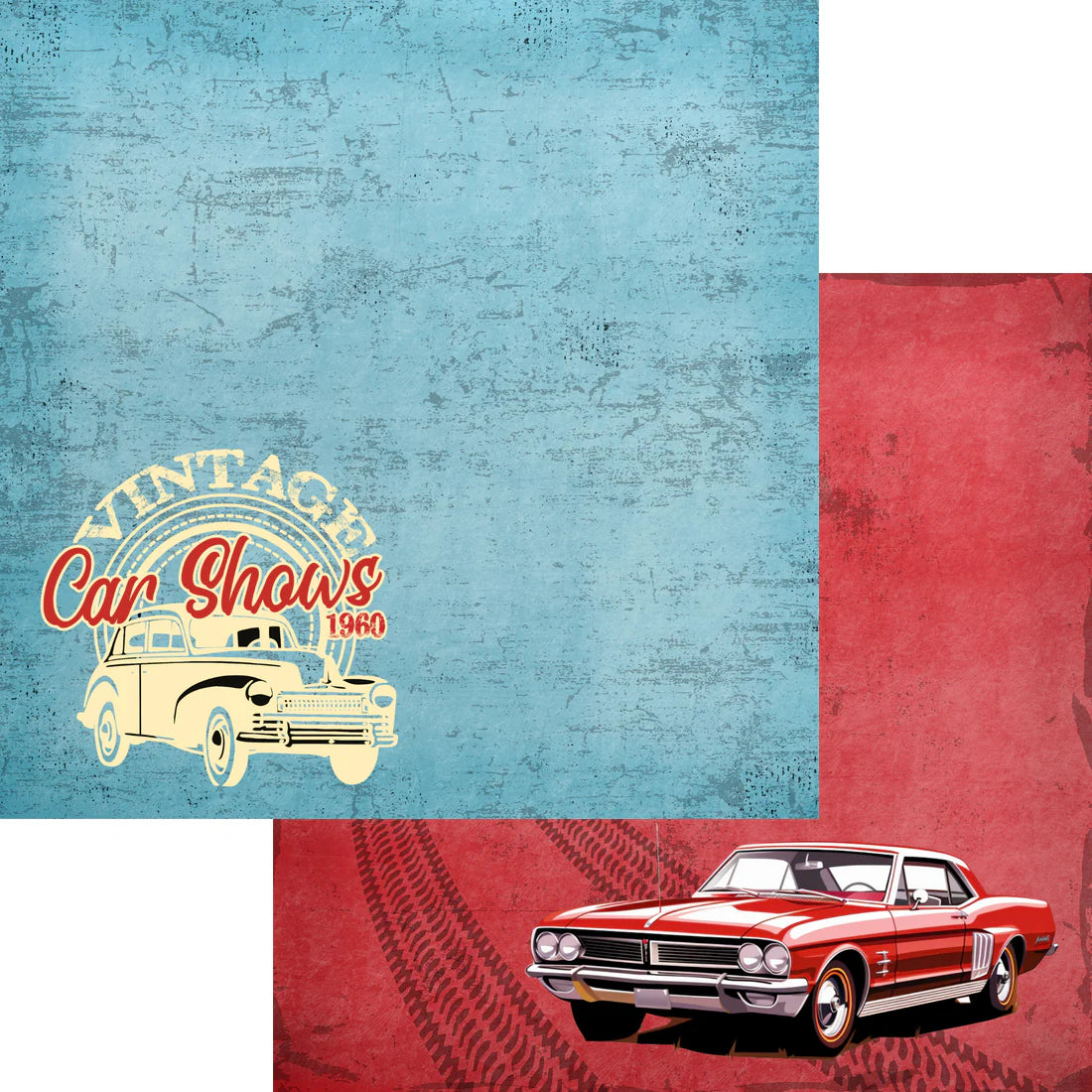 SSC Designs - Classic Cars Collection - 12 x 12 Double-Sided Scrapbook Paper - Vintage Car Show