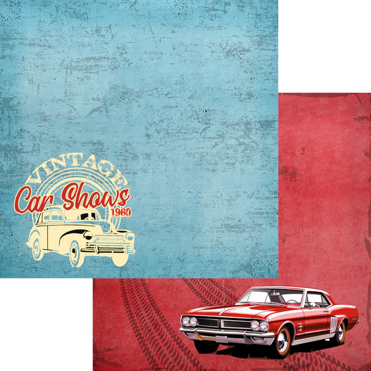 SSC Designs - Classic Cars Collection - 12 x 12 Double-Sided Scrapbook Paper - Vintage Car Show