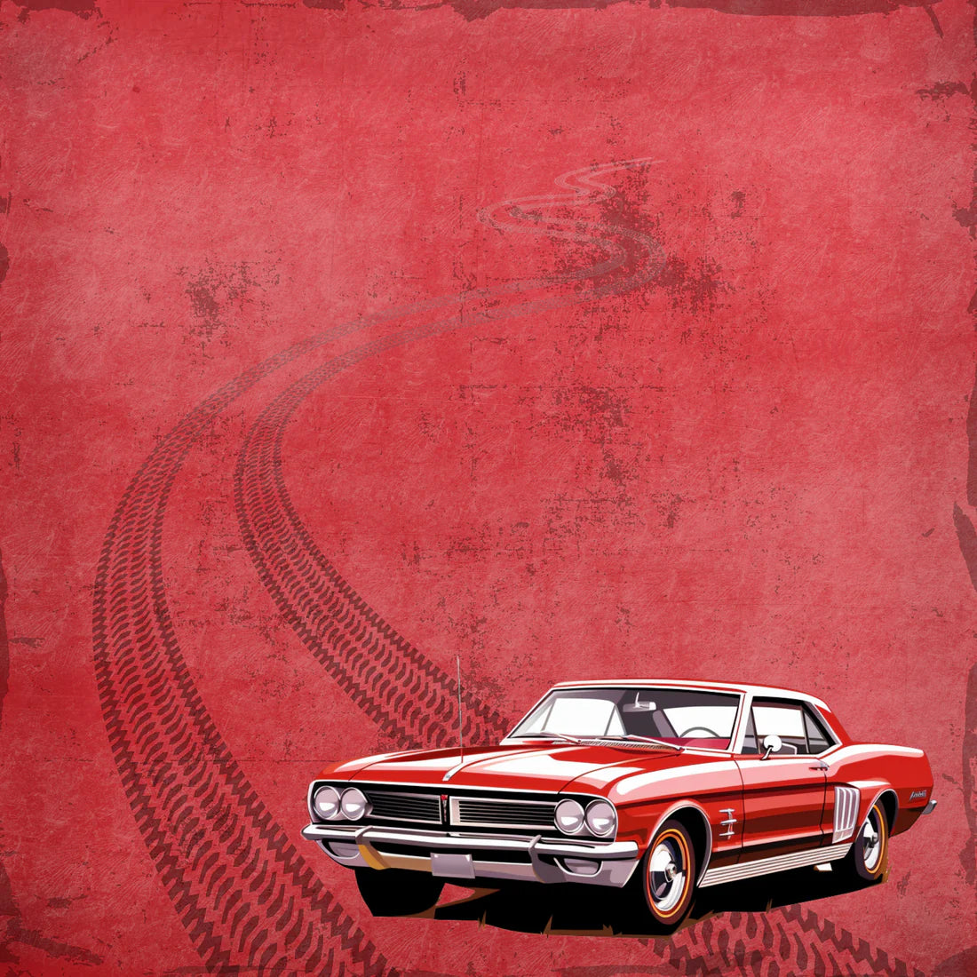 SSC Designs - Classic Cars Collection - 12 x 12 Double-Sided Scrapbook Paper - Vintage Car Show