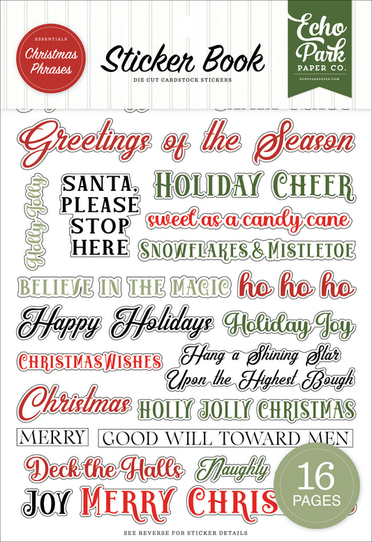 Echo Park - Essentials Collection - Sticker Book - Christmas Phrases