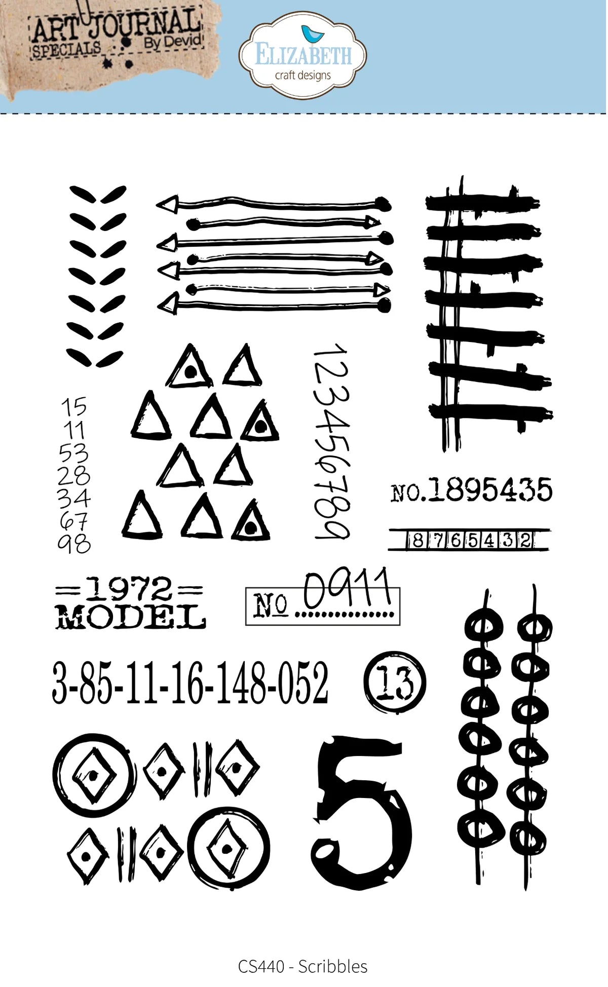 Elizabeth Craft Designs - Hello You Collection - Clear Photopolymer Stamps - Scribbles