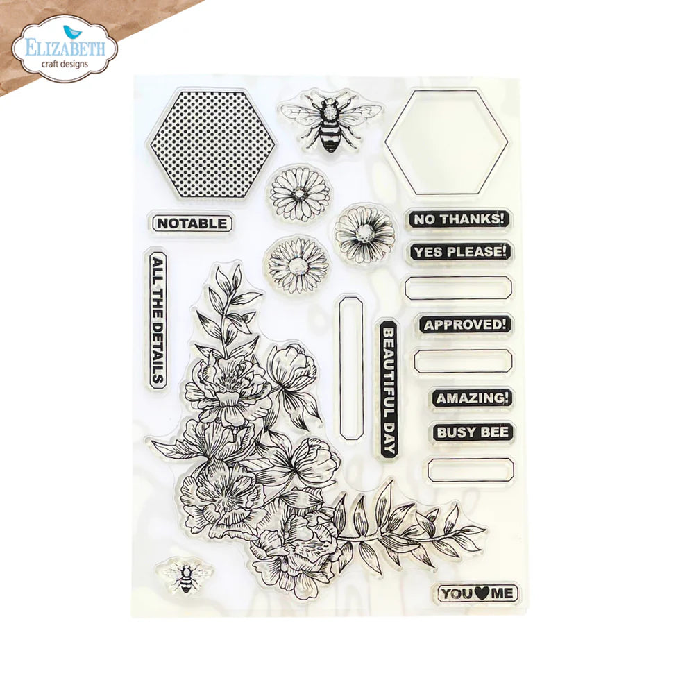 Elizabeth Craft Designs - Delightful Discovery Collection - Clear Photopolymer Stamps - Busy Bee