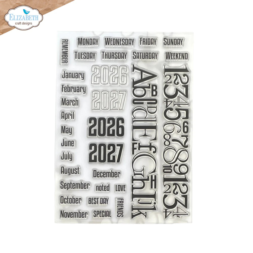 Elizabeth Craft Designs - Delightful Discovery Collection - Clear Photopolymer Stamps - Calendar Elements