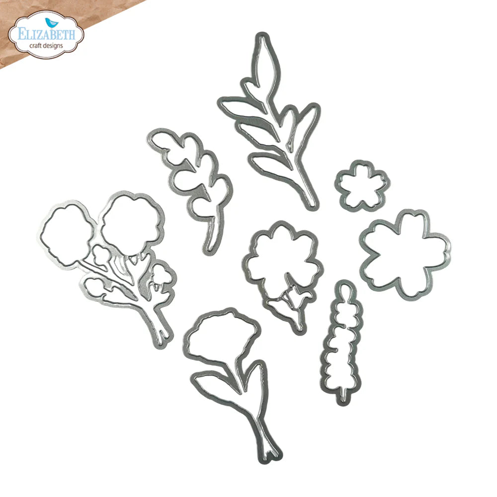 Elizabeth Craft Designs - Art Journal Specials by Devid Collection - Flower Scribbles Polymer Stamp and Die Set