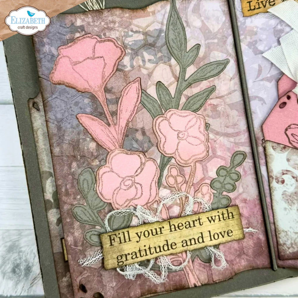 Elizabeth Craft Designs - Art Journal Specials by Devid Collection - Flower Scribbles Polymer Stamp and Die Set