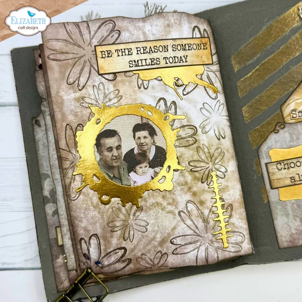 Elizabeth Craft Designs - Art Journal Specials by Devid Collection - Flower Scribbles Polymer Stamp and Die Set