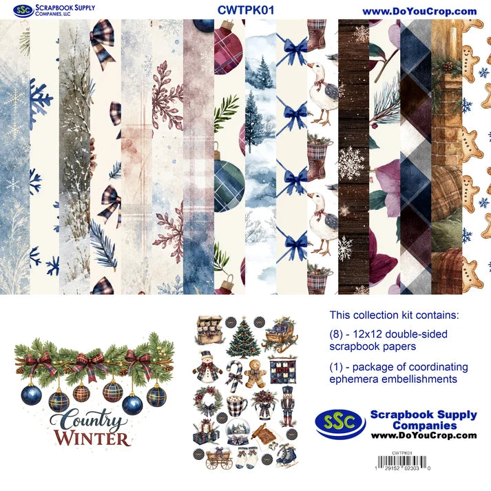 SSC - Country Winter Collection - 12 x 12 Collection Pack With Ephemera (Copy)