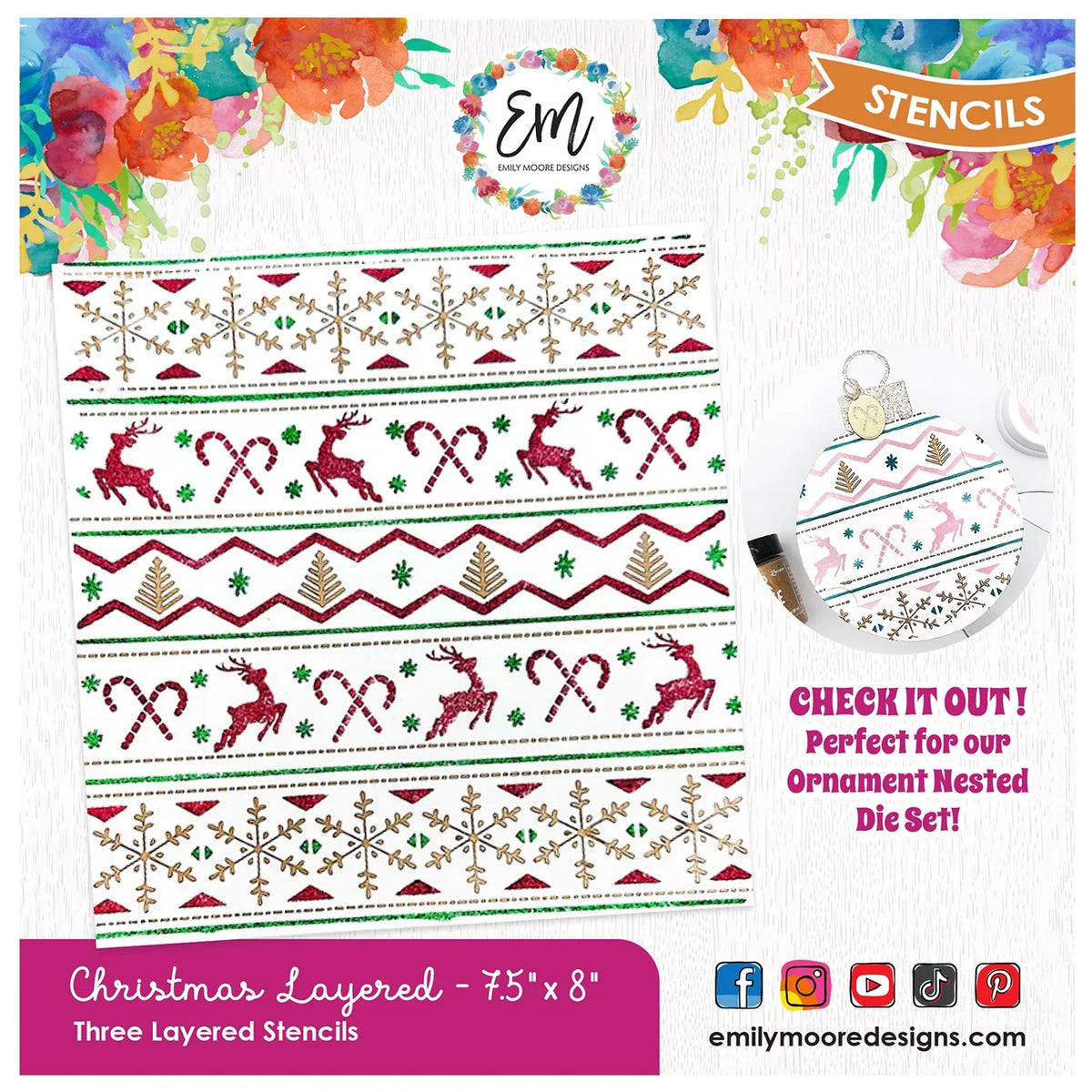 Emily Moore Designs - Layered Stencils - Christmas Sweater