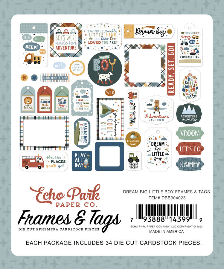 Echo Park - Dream Big Little Boy - Frames & Tags