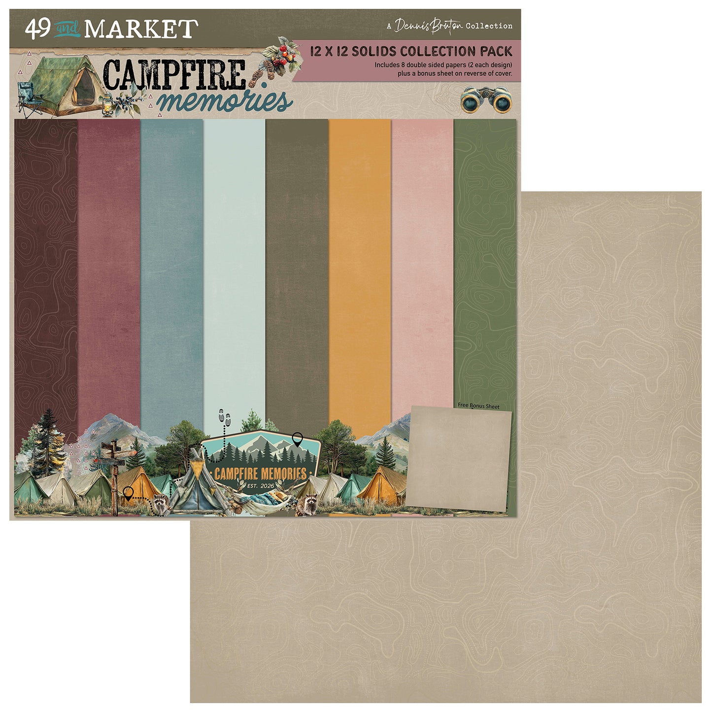 49 And Market - Campfire Memories Collection - 12 x 12 Collection Pack - Solids