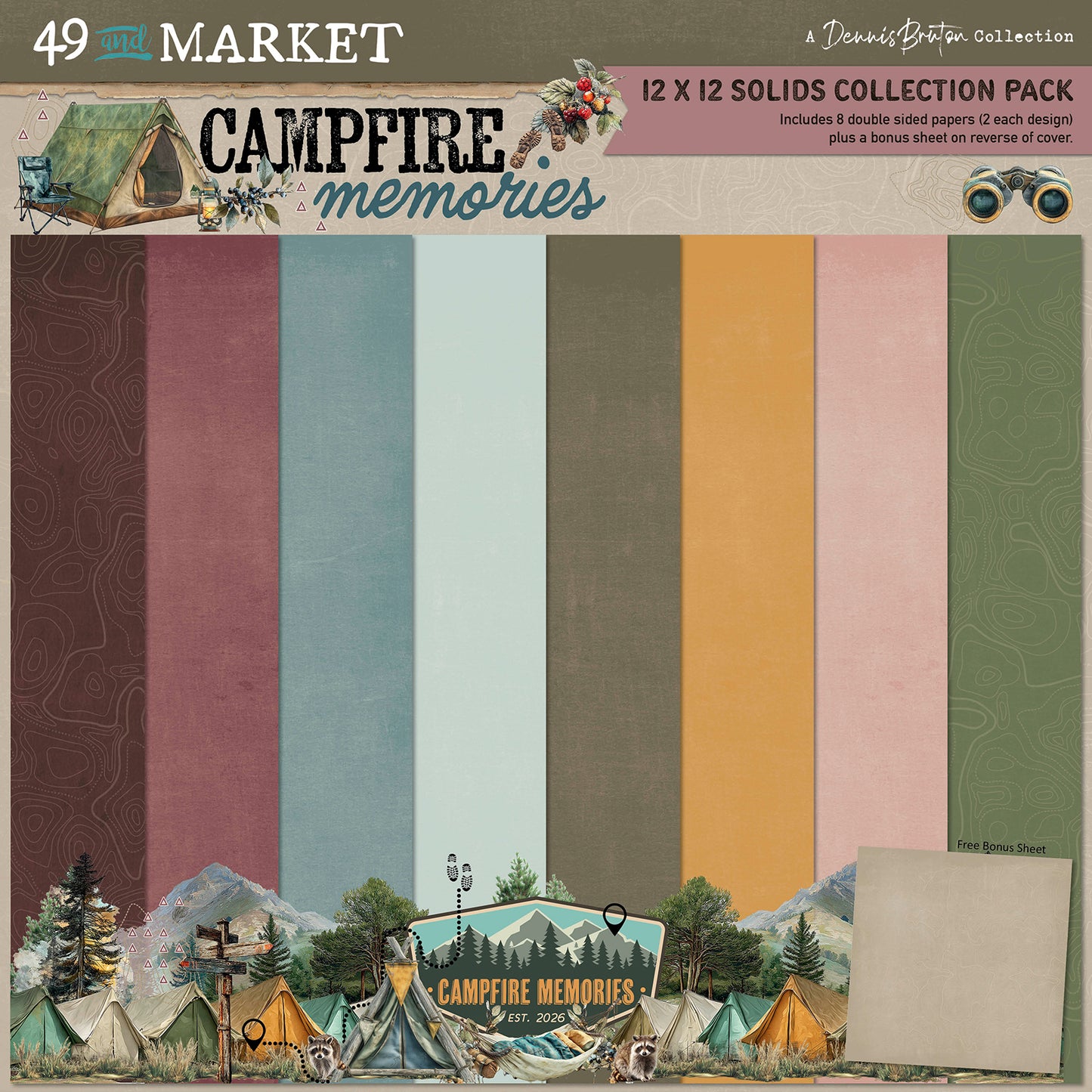 49 And Market - Campfire Memories Collection - 12 x 12 Collection Pack - Solids