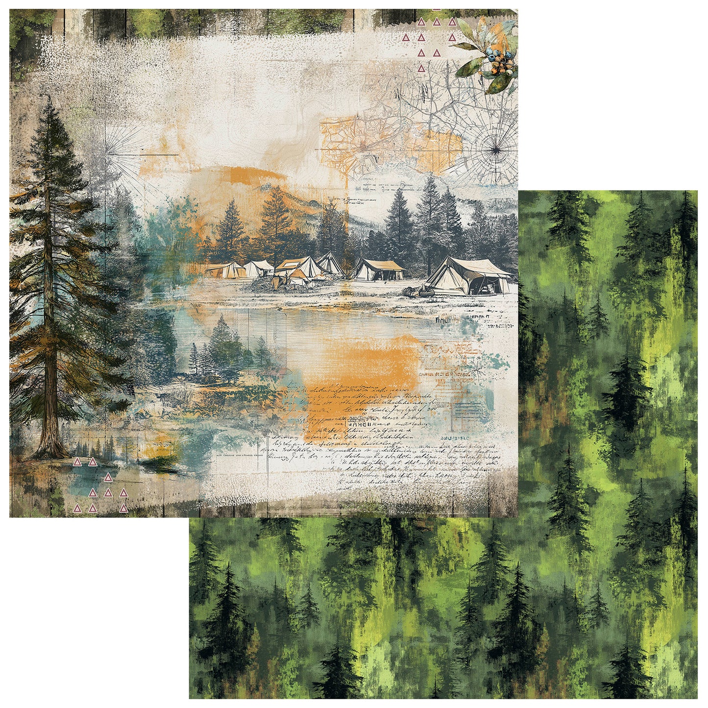 49 and Market - Campfire Memories Collection - 12 x 12 Double Sided Paper - Outdoors