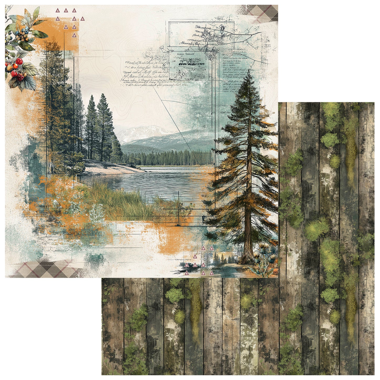 49 and Market - Campfire Memories Collection - 12 x 12 Double Sided Paper - Lakeside
